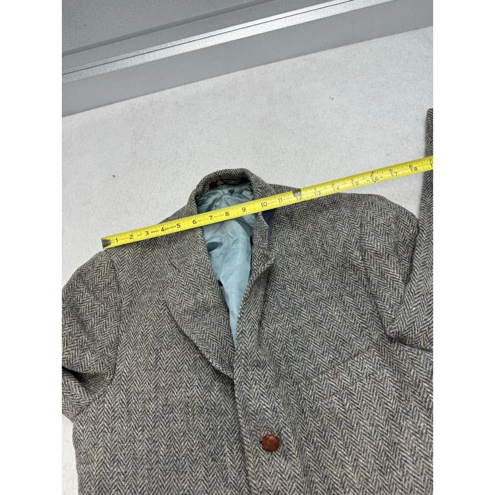 Harris Tweed Blazer Mens 36 Gray Herringbone Wool Sport Coat Jacket USA